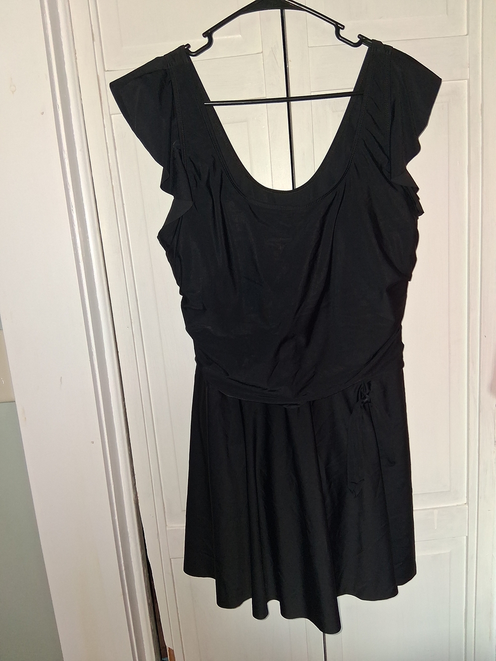 Hanna Nikole Black Scoop Neck One-Piece Swimdress